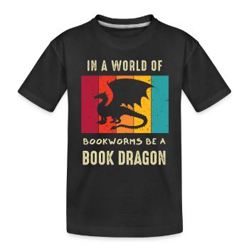 Book Dragon Design Librarian Book Lovers - Kinder Premium Bio T-Shirt - Schwarz - Vorne