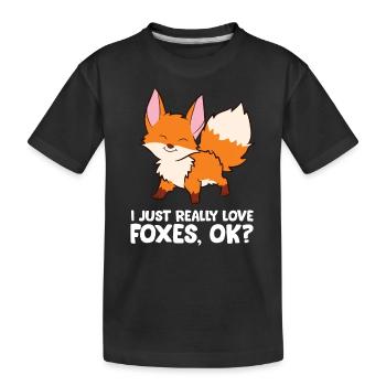 Fuchs - I just really like foxes, ok? - Kinder Premium Bio T-Shirt - Schwarz - Vorne