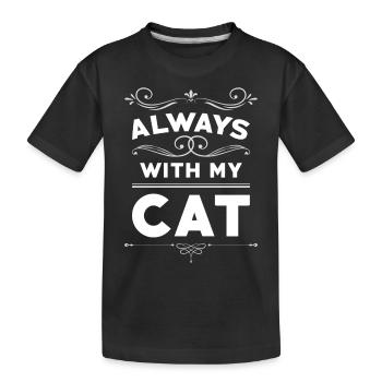 Always with my cat - Kids' Premium Organic T-Shirt - black - Front