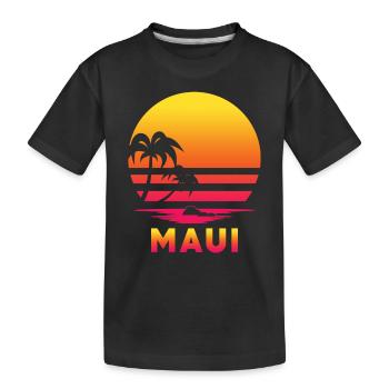 Maui Retro Beach - Kids' Premium Organic T-Shirt - black - Front