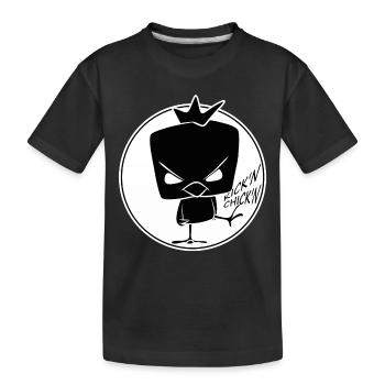 Drôle de poussin poulet poulet coq dessin animé bande dessinée - T-shirt bio Premium Enfant - noir - Devant