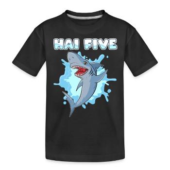 Shark Five Shark - Kids' Premium Organic T-Shirt - black - Front