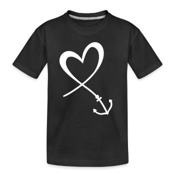 Herz Anker - Kinder Premium Bio T-Shirt - Schwarz - Vorne