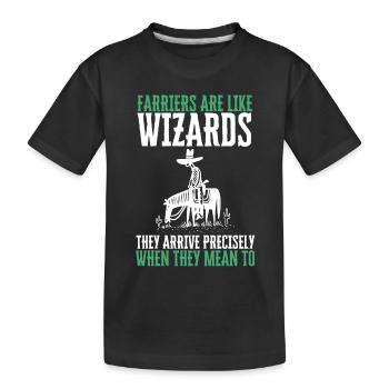 Farrier Horseshoer Horse Blacksmith & Horse - Kids' Premium Organic T-Shirt - black - Front