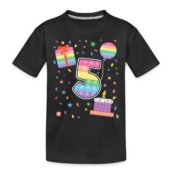 Pop It 5. Geburtstag Mädchen Jungen Fidget - Kinder Premium Bio T-Shirt - Schwarz - Vorne