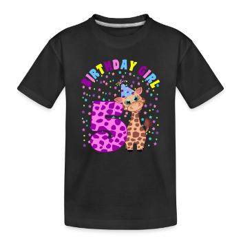 Children's Birthday Girl 5 years old Giraffe - Kids' Premium Organic T-Shirt - black - Front