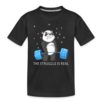 the struggle is real panda - Kids' Premium Organic T-Shirt - black - Front