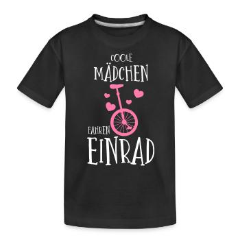 Coole Mädchen fahren EInrad - Kinder Premium Bio T-Shirt - Schwarz - Vorne