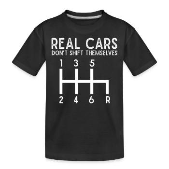 Echte Autos Wechseln Sich Nicht Selbst, Stickshift - Kinder Premium Bio T-Shirt - Schwarz - Vorne