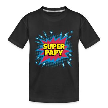 Super Papy super héro superpapy - T-shirt bio Premium Enfant - noir - Devant
