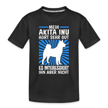Mein Akita hört gut japanischer Akita Inu - Kinder Premium Bio T-Shirt - Schwarz - Vorne