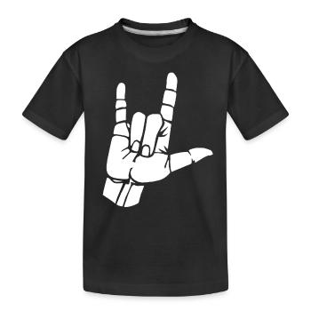 I LOVE YOU - Design with German sign language - Kids' Premium Organic T-Shirt - black - Front