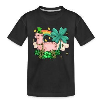 Irish Llama Alapca St. Patricks Shamrock - Kinder Premium Bio T-Shirt - Schwarz - Vorne
