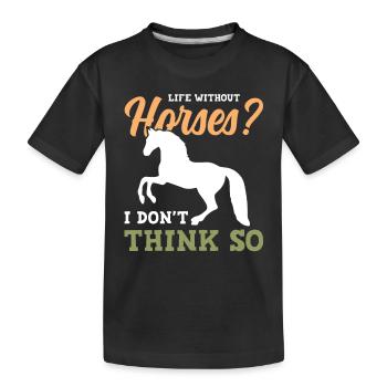 horse horses - Kids' Premium Organic T-Shirt - black - Front