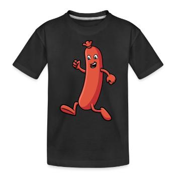 Sausage that runs - Funny illustration - Kids' Premium Organic T-Shirt - black - Front