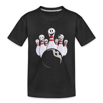 Bowling with laughing bowling pins - Kids' Premium Organic T-Shirt - black - Front