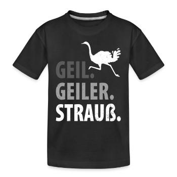 Strauß Ostrich Vogel Strauß Ornithologie - Kinder Premium Bio T-Shirt - Schwarz - Vorne