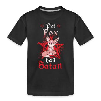 Pet Fox Hail Satan - Kinder Premium Bio T-Shirt - Schwarz - Vorne