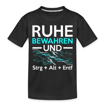 Keep Calm and Ctrl + Alt + Del Tech Support Tech - Kinder Premium Bio T-Shirt - Schwarz - Vorne