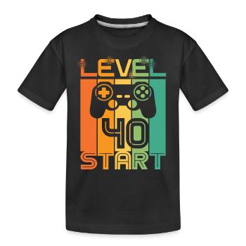 40th Birthday Level 40 Start Video Game Design - Kids' Premium Organic T-Shirt - black - Front