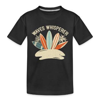 Surfer Surfboards Waves Whisperer Surfing - Kids' Premium Organic T-Shirt - black - Front