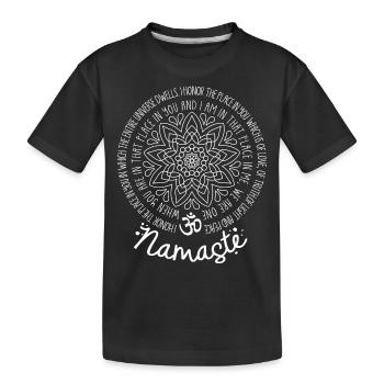 Namaste Wir Sind Ein Meditation-Mandala Yoga - Kinder Premium Bio T-Shirt - Schwarz - Vorne