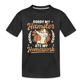 Mon hamster a mangé mes devoirs - T-shirt bio Premium Enfant - noir - Devant