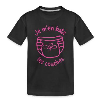 Je m'en bats les couches, bébé mignon fille - T-shirt bio Premium Enfant - noir - Devant