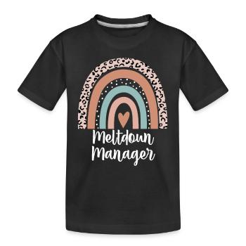 Meltdown Manager Leopard Rainbow Mama Leben Lustig - Kinder Premium Bio T-Shirt - Schwarz - Vorne