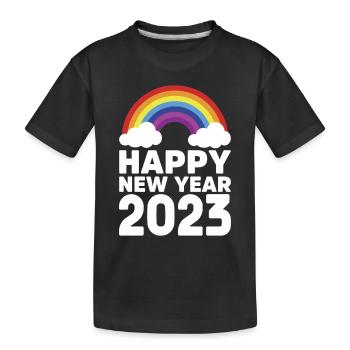 Bonne année 2023 Rainbow Clouds Réveillon du Nouvel An - T-shirt bio Premium Enfant - noir - Devant
