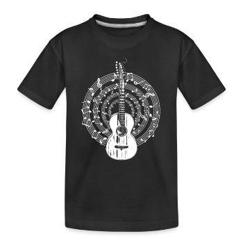 Retro Akustische Gitarre Musiknoten Gitarrist - Kinder Premium Bio T-Shirt - Schwarz - Vorne