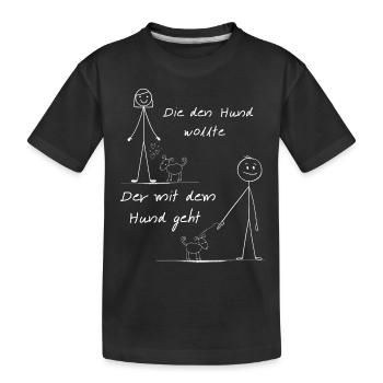 Der mit dem Hund gassi gehen muss - Kinder Premium Bio T-Shirt - Schwarz - Vorne