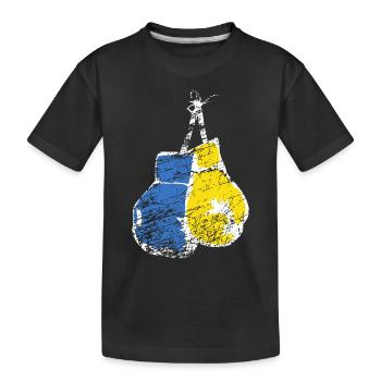 Boxhandschuhe Ukraine Flagge Stand mit der Ukraine - Kinder Premium Bio T-Shirt - Schwarz - Vorne
