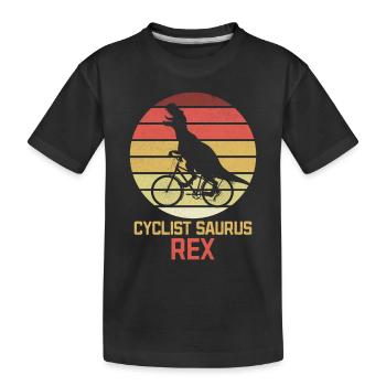 Bicycle Cycling Dinosaur Cyclist Funnier - Kids' Premium Organic T-Shirt - black - Front