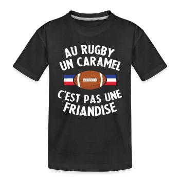 Au Rugby Un Caramel C'est Pas Une Friandise - T-shirt bio Premium Enfant - noir - Devant