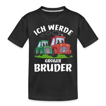 Ich Werde Großer Bruder Verkündung Geschenkidee - Kinder Premium Bio T-Shirt - Schwarz - Vorne