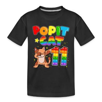 Pop it Cat Alles Gute Zum 11. Geburtstag Der Katze - Kinder Premium Bio T-Shirt - Schwarz - Vorne