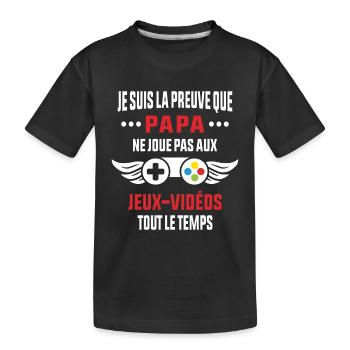 Papa Gamer Humour Cadeau Bébé - T-shirt bio Premium Enfant - noir - Devant