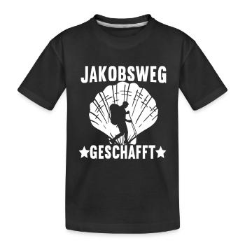 Jakobsweg Pilgern - Kinder Premium Bio T-Shirt - Schwarz - Vorne