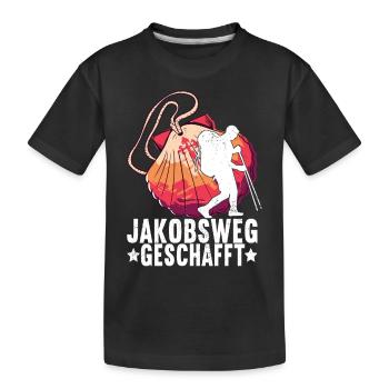 Jakobsweg Pilgern - Kinder Premium Bio T-Shirt - Schwarz - Vorne