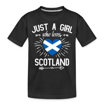 Schottisches Mädchen, Schottland - Kinder Premium Bio T-Shirt - Schwarz - Vorne