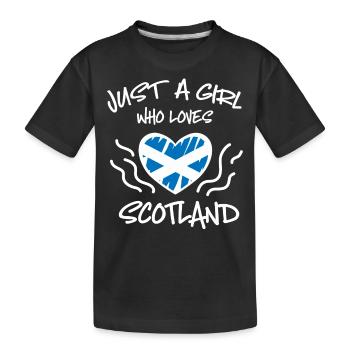 Schottisches Mädchen, Schottland - Kinder Premium Bio T-Shirt - Schwarz - Vorne