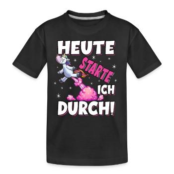 Heute Starte Ich Durch - Pupsen Einhorn - Kinder Premium Bio T-Shirt - Schwarz - Vorne