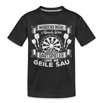 Dart Spieler I Morgens müde Abends Blau Ich bin - Kinder Premium Bio T-Shirt - Schwarz - Vorne