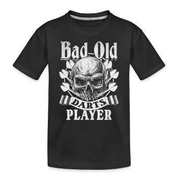 Darts-Spiel spielen Old Man Dartspieler Bad Old - Kinder Premium Bio T-Shirt - Schwarz - Vorne
