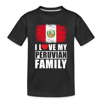 Peru Family Love Saying - Kids' Premium Organic T-Shirt - black - Front