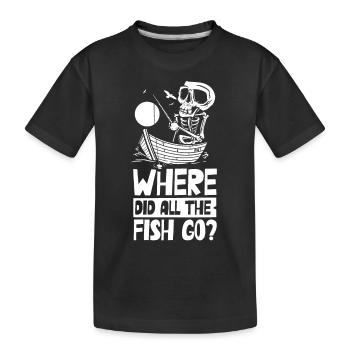 Wo Sind Die Ganzen Fische Hin? Fischer Fischen - Kinder Premium Bio T-Shirt - Schwarz - Vorne