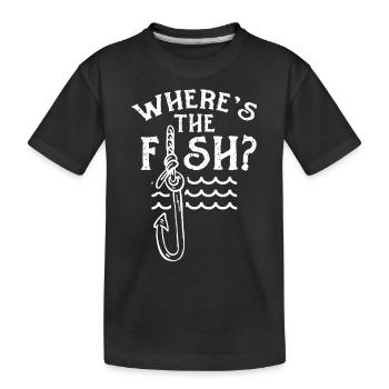 Wo Ist Der Fisch? Fischen Angler Fischer Angeln - Kinder Premium Bio T-Shirt - Schwarz - Vorne