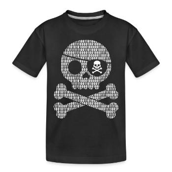 Digital Pirate Binär Code | Digitaler Schädel - Kinder Premium Bio T-Shirt - Schwarz - Vorne