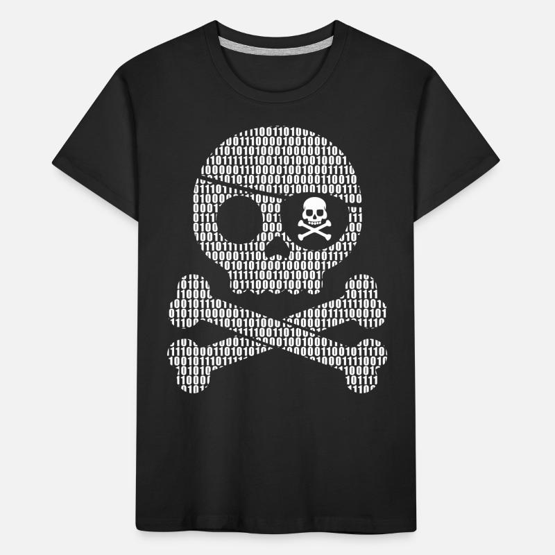 Digital Pirate Binary Code | Digital skull Kids' Premium Organic T-Shirt